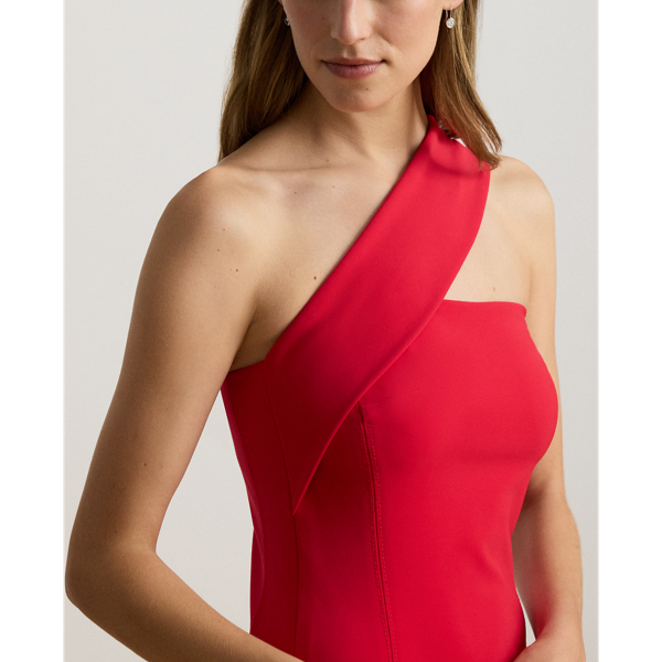 Vestido de noite assim&eacute;trico em faille