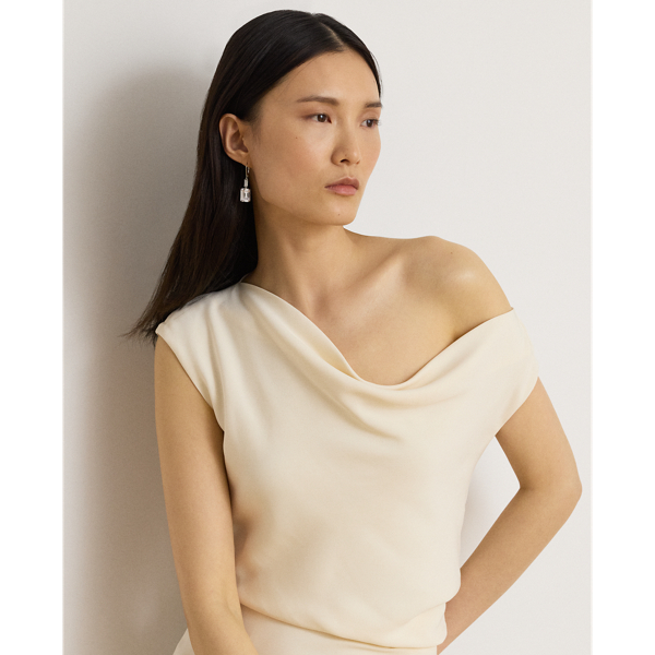 Stretch Cady Off-the-Shoulder Gown