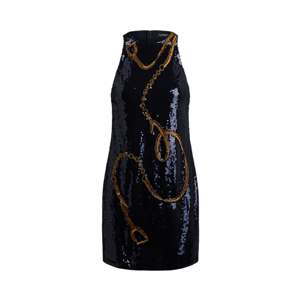 Belting-Motif Sequined Cocktail Dress