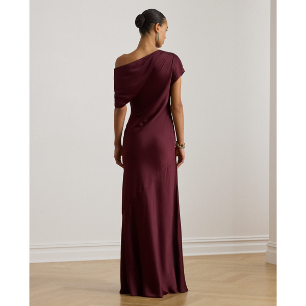 Satin Charmeuse Off-the-Shoulder Gown
