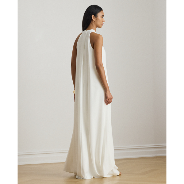 Georgette-Neckholder-Jumpsuit mit Cape Lauren in Wei&szlig; 5