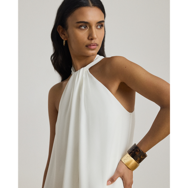 Georgette-Neckholder-Jumpsuit mit Cape Lauren in Wei&szlig; 6