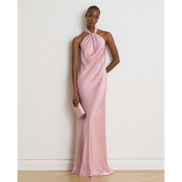 Satin Charmeuse Halter Gown