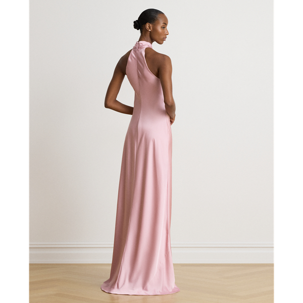 Satin Charmeuse Halter Gown