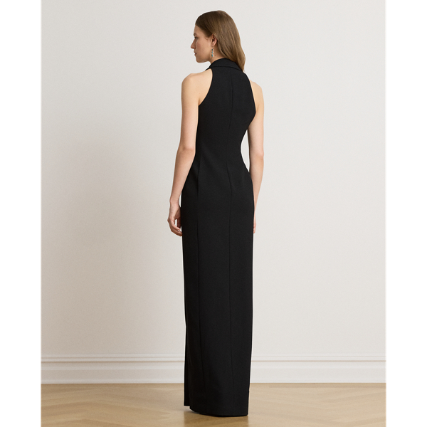 Black Double-Breasted Crepe Sleeveless Gown Lauren 5