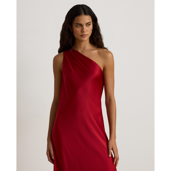 Ralph Red Satin Charmeuse One-Shoulder Gown Lauren 4