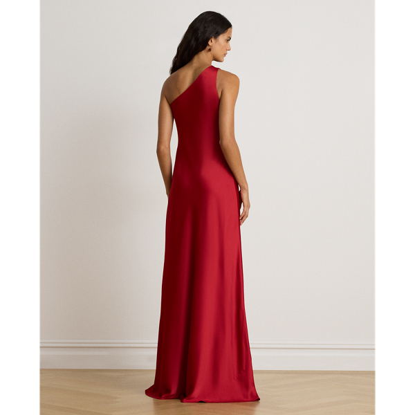 Ralph Red Satin Charmeuse One-Shoulder Gown Lauren 5