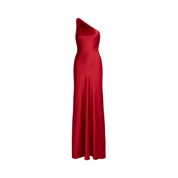 Ralph Red Satin Charmeuse One-Shoulder Gown Lauren 2