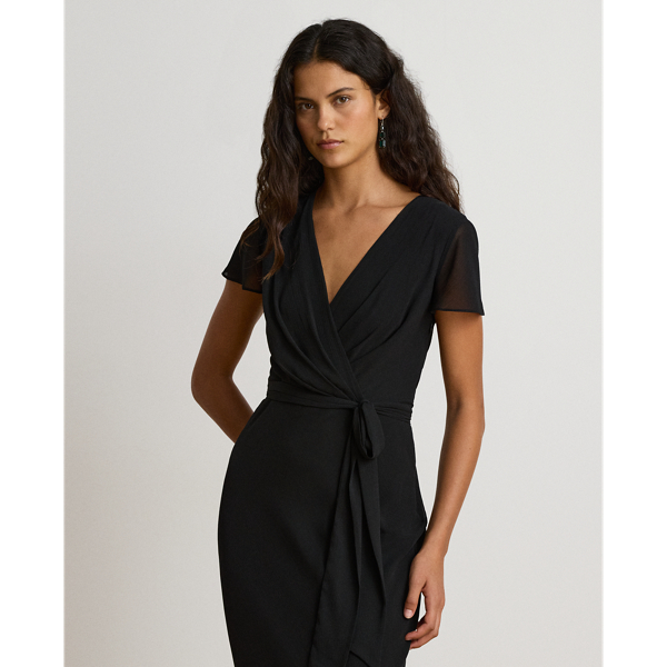Belted Crinkle Georgette Gown