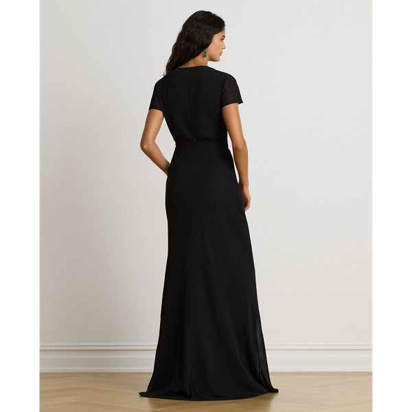 Belted Crinkle Georgette Gown