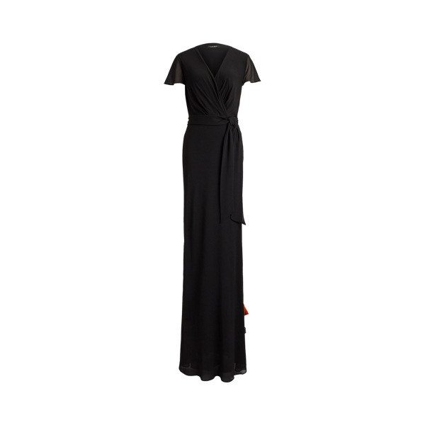 Belted Crinkle Georgette Gown