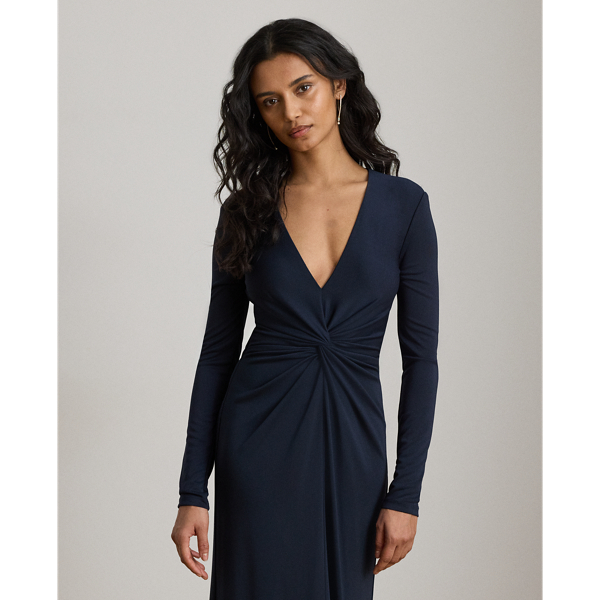 Lauren Navy Twist-Front Stretch Jersey Gown Lauren 4