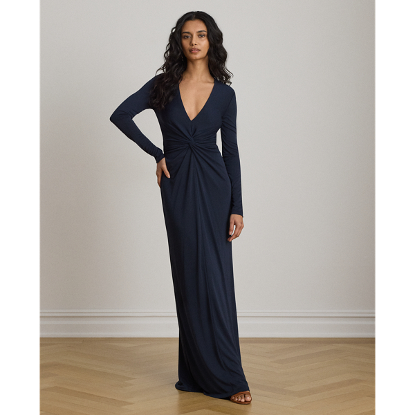 Lauren Navy Twist-Front Stretch Jersey Gown Lauren 1