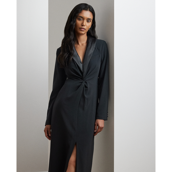 Crepe Long-Sleeve Gown