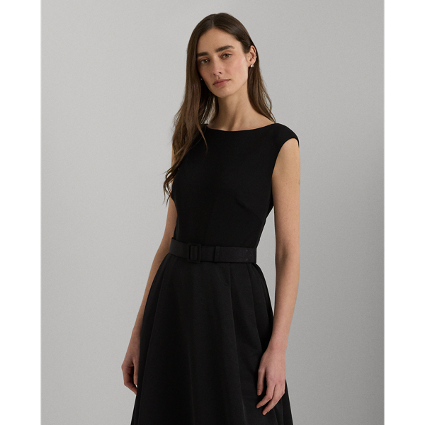 Faille-Jersey-Abendkleid mit G&uuml;rtel Lauren Petite in Schwarz 4