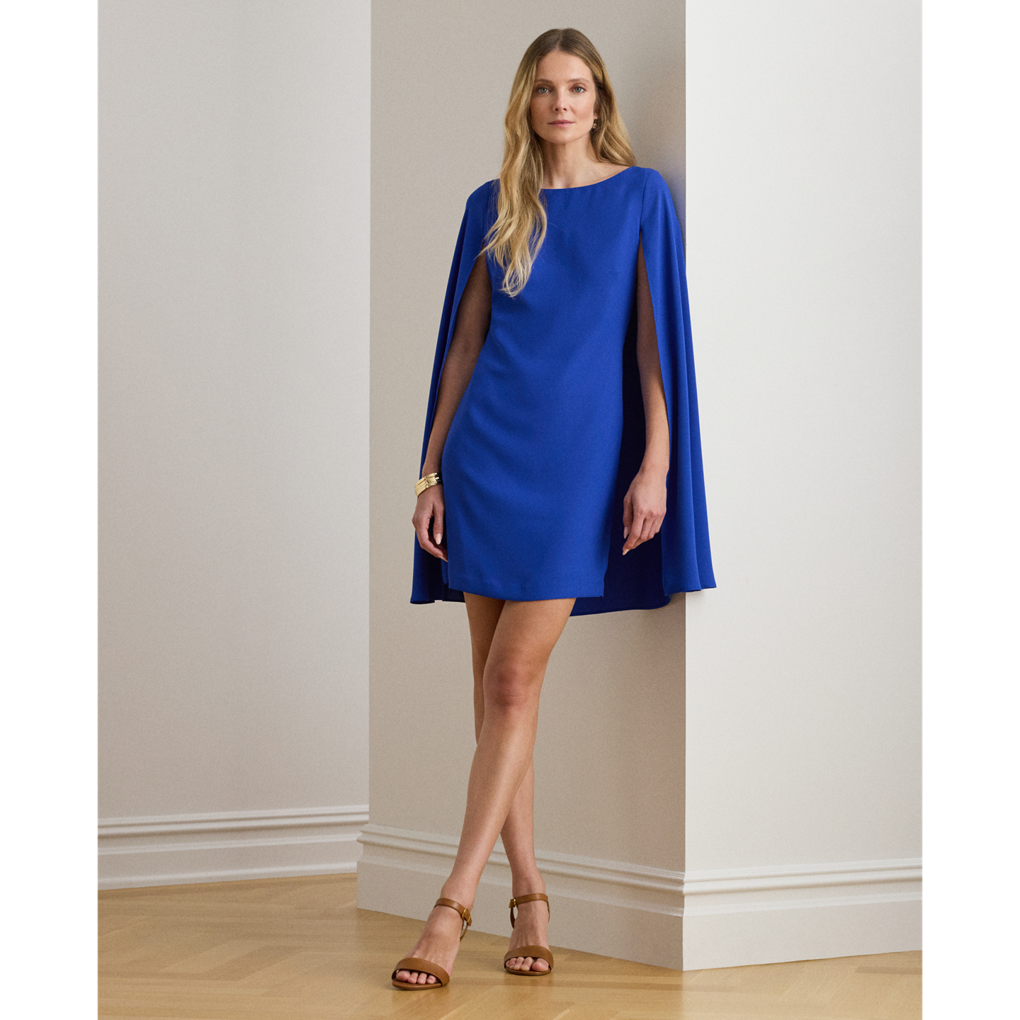 Женское платье Ralph Lauren Cape Georgette Cocktail, цвет: Королевский синий — фото 4