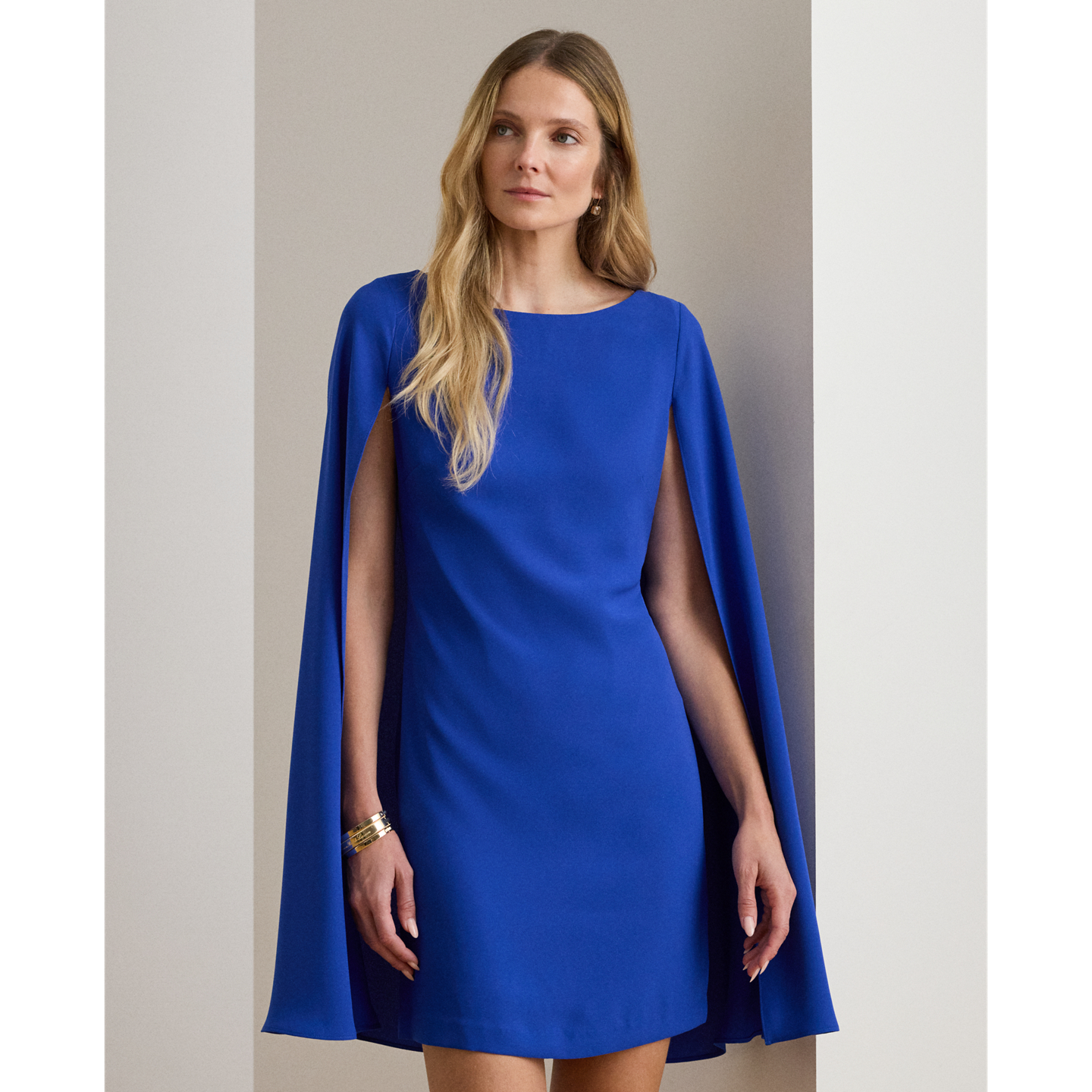 Женское платье Ralph Lauren Cape Georgette Cocktail, цвет: Королевский синий — фото 1