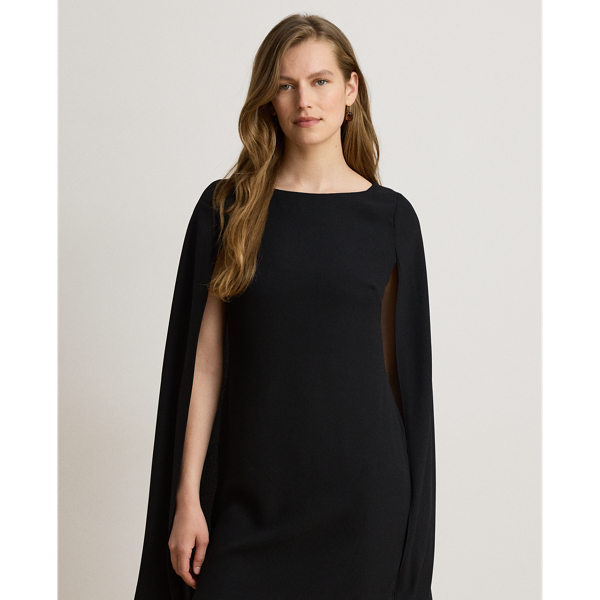 Black Georgette Cape Cocktail Dress Lauren Petite 3