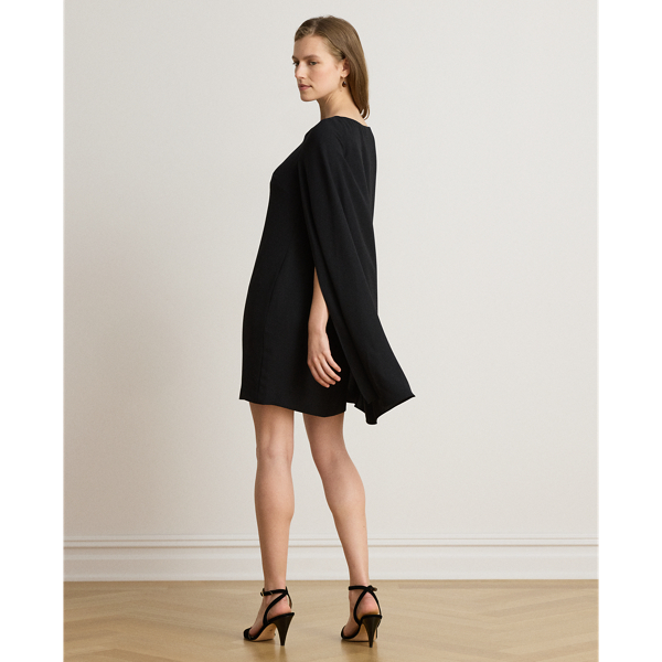 Black Georgette Cape Cocktail Dress Lauren Petite 4