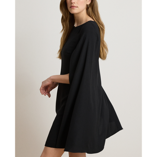 Black Georgette Cape Cocktail Dress Lauren Petite 6