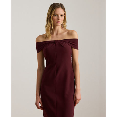 Женское платье Ralph Lauren Twist-Front Crepe Cocktail, цвет: Тёмный гранатовый