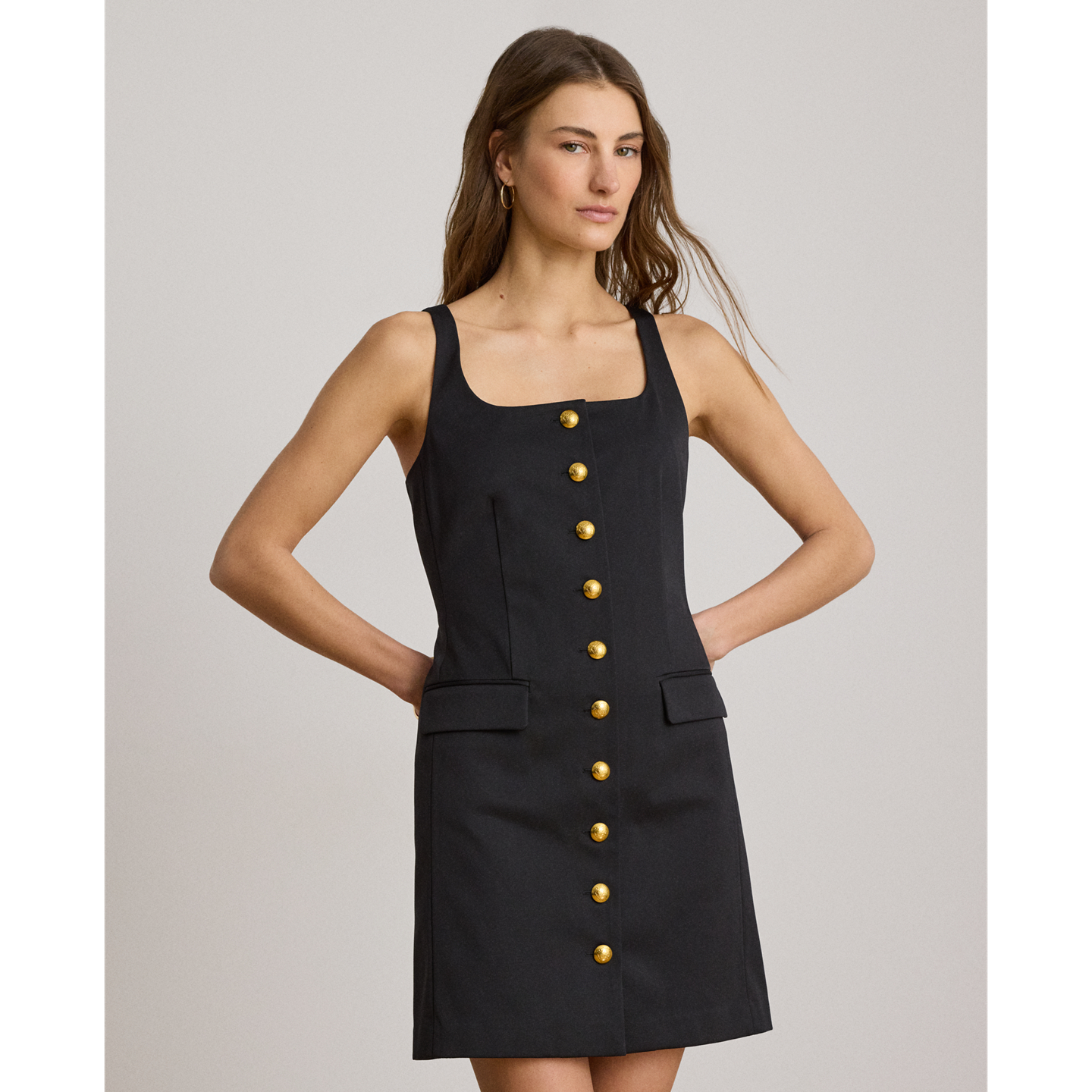 Женское платье Ralph Lauren Button-Trim Faille Cocktail, цвет: Чёрный — фото 1