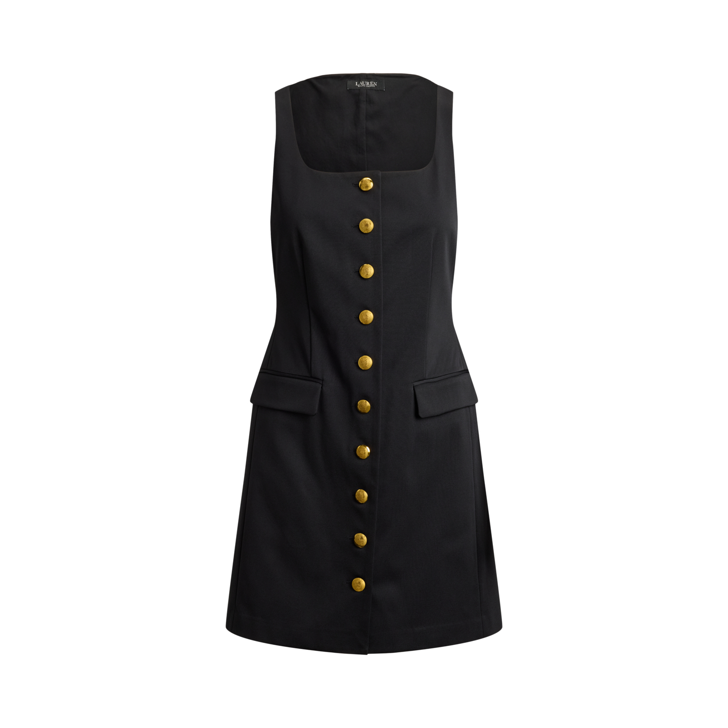 Женское платье Ralph Lauren Button-Trim Faille Cocktail, цвет: Чёрный — фото 6