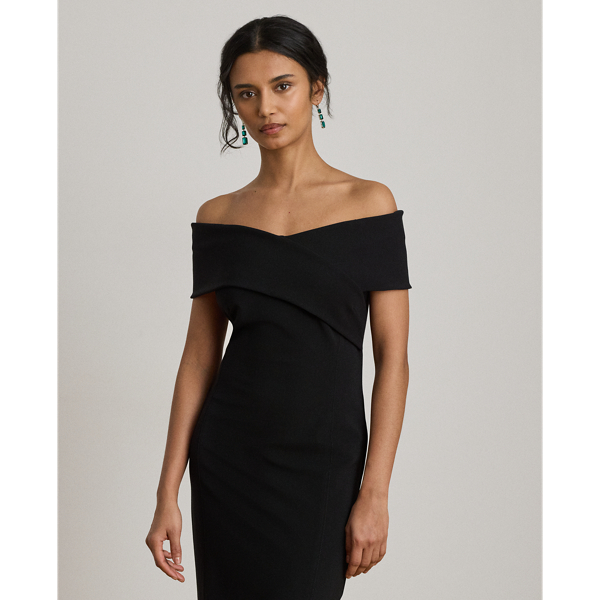 Black Faille Off-the-Shoulder Gown Lauren Petite 4