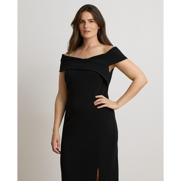 Black Faille Off-the-Shoulder Gown Lauren Petite 8