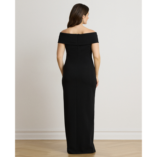 Black Faille Off-the-Shoulder Gown Lauren Petite 9