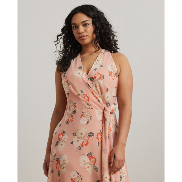 Floral Ruffle-Trim Georgette Gown
