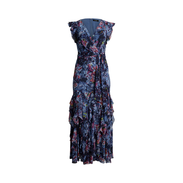 即発☆Ralph Lauren Ruffle-Trim Jersey Gown $190 Lauren Ralph Lauren Women's, Ruffle-Trim Jersey Gown