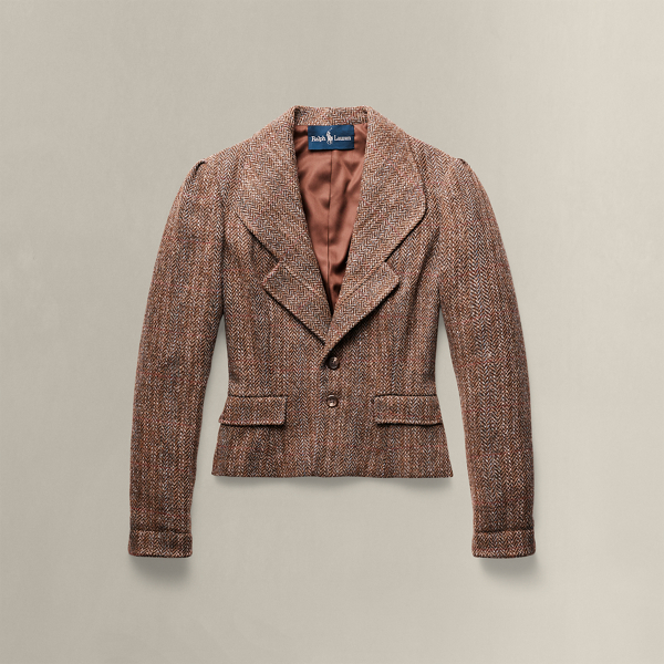 Multi 1985 Herringbone Tweed Jacket - Size 4 Ralph Lauren Vintage 1