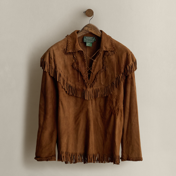 Multi c. 1990 Fringe Suede Shirt - Size M Ralph Lauren Vintage 1