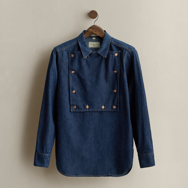 c. 1978 Bib-Front Denim Shirt - Size 12