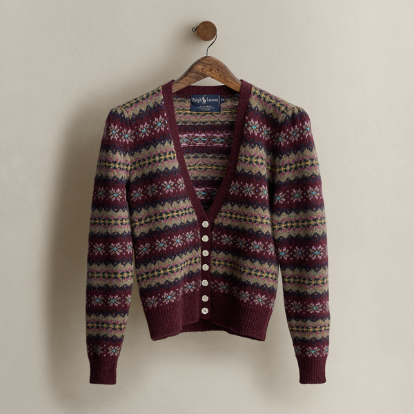 Multi c. 1985 Patterned Wool Cardigan - Size M Ralph Lauren Vintage 1