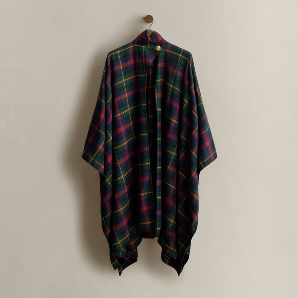 Multi 1991 Plaid Wool Cape - One Size Ralph Lauren Vintage 1