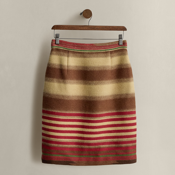 Multi c. 1990 Striped Wool Skirt - Size L Ralph Lauren Vintage 1