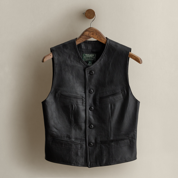 Multi c. 1990 Leather Vest - Size S Ralph Lauren Vintage 1