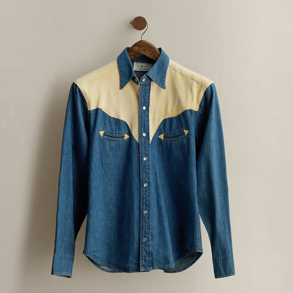 Multi c. 1990 Denim Western Shirt - Size 4 Ralph Lauren Vintage 1