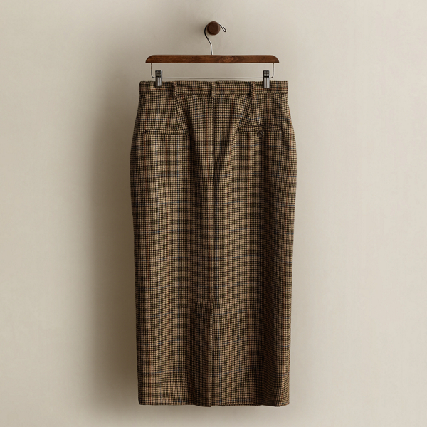 c. 1985 Houndstooth Wool Skirt - Size 10