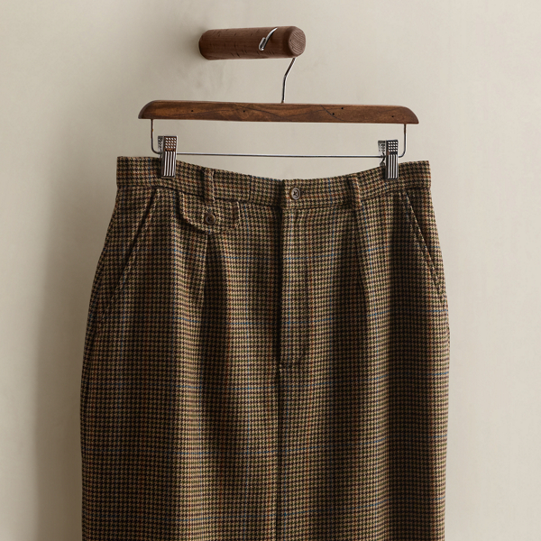 c. 1985 Houndstooth Wool Skirt - Size 10