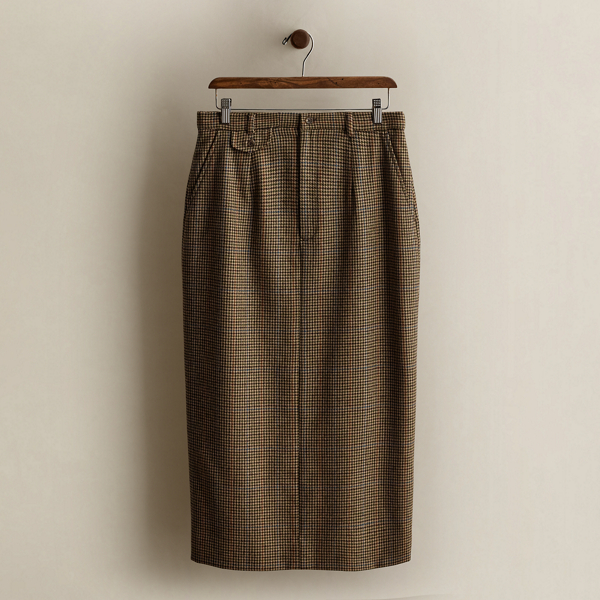 c. 1985 Houndstooth Wool Skirt - Size 10