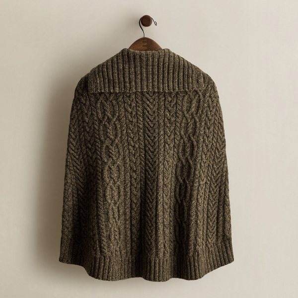 c. 2008 Aran-Knit Poncho - Size S
