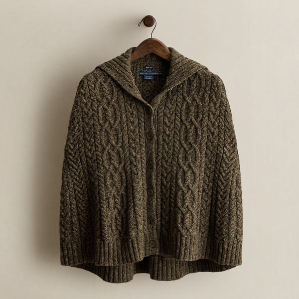 c. 2008 Aran-Knit Poncho - Size S