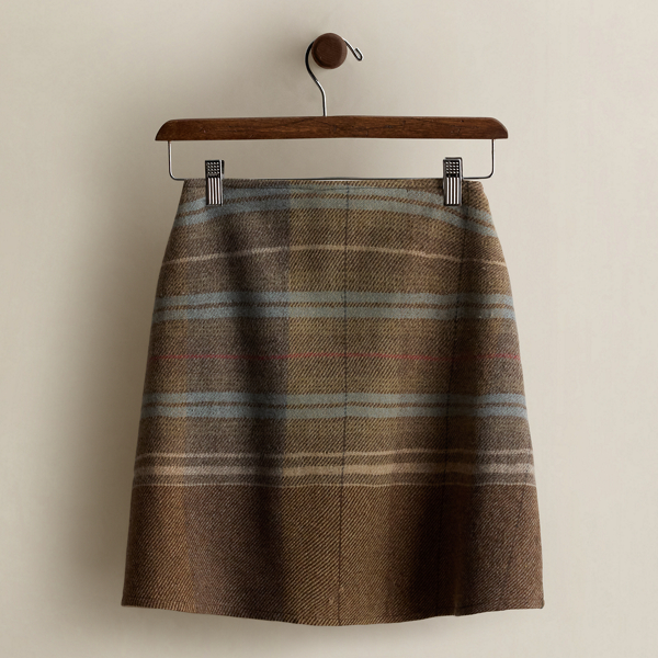 c. 1996 Plaid Wool Wrap Skirt - Size 6