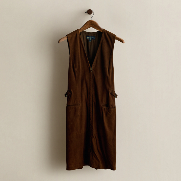c. 1985 Suede Shift Dress - Size 8