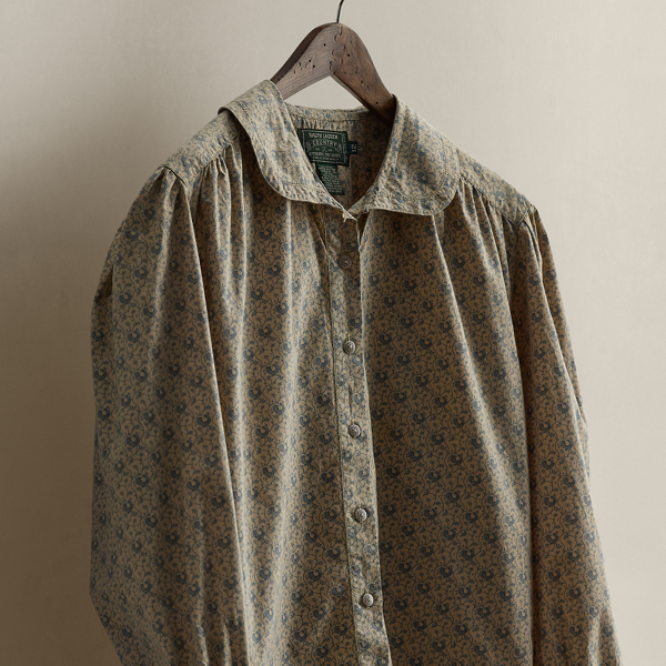 c. 1990 Floral Cotton Shirt - Size 12