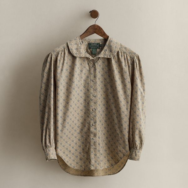 c. 1990 Floral Cotton Shirt - Size 12