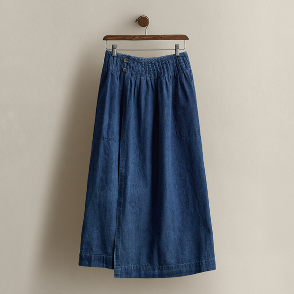 スカート POLO RALPH LAUREN Woman Skirt Blue 211964731 001 Polo Ralph Lauren Cotton Chambray Maxi Skirt | Neiman Marcus